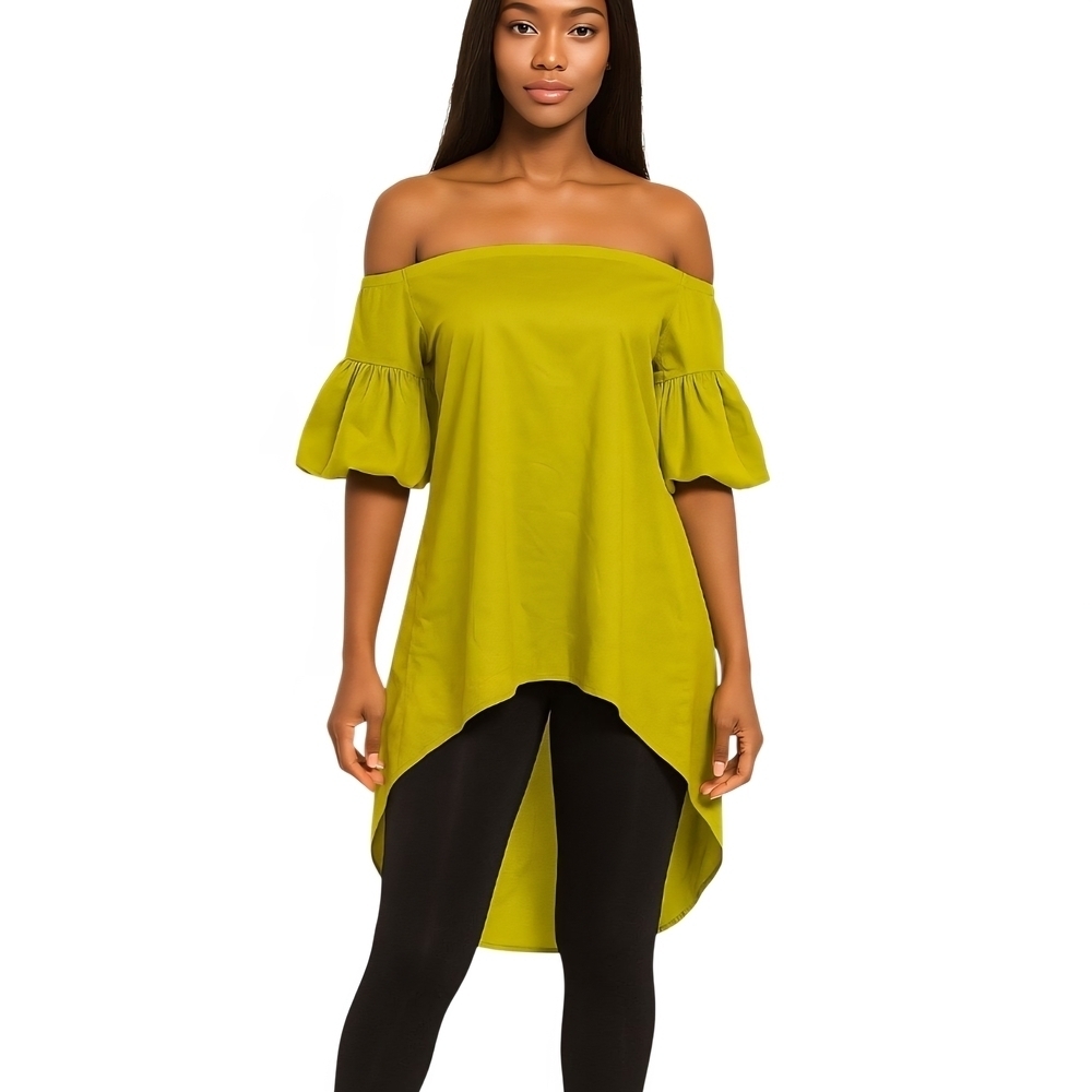 New York & Company Off-Shoulder Lime Tunic
